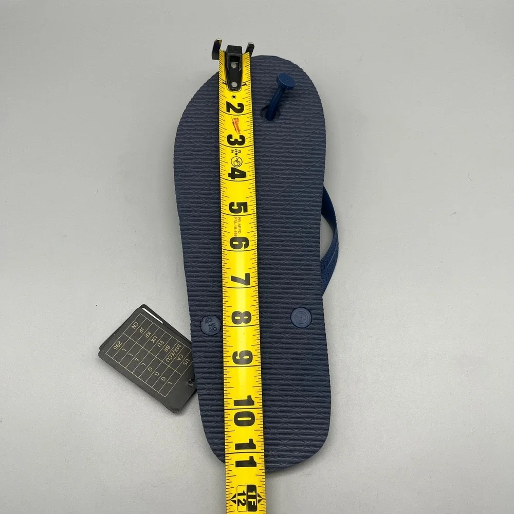 NWT Forever 21 Flip Flops Men's Large 45/46‎ Navy Blue Tropical Floral Hibiscus